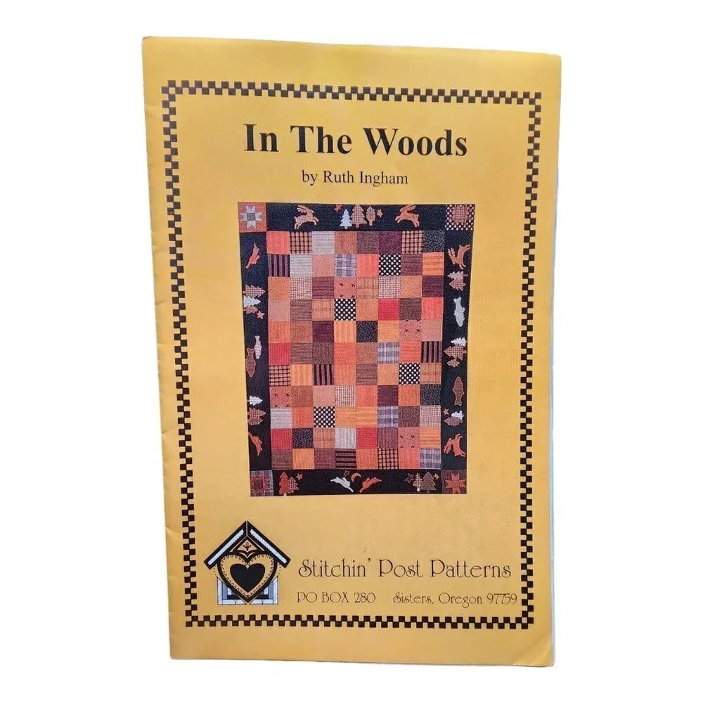 Stitchin' Post In The Woods Rustic Wall Applique Quilt Pattern Rabbit Tree 70x82